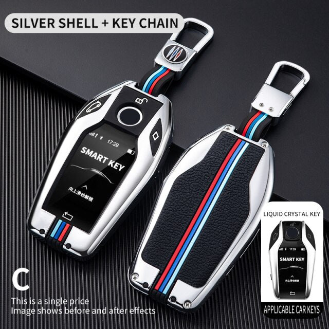 Smart LED Display Screen Car Key Fob Case Cover Keychain For BMW 3